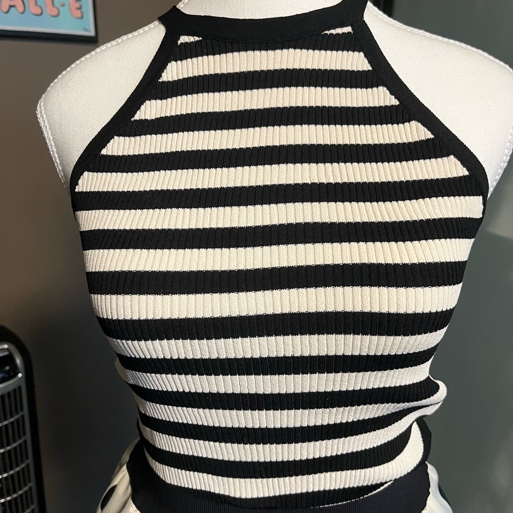Elegant Black and White Striped Tank Top